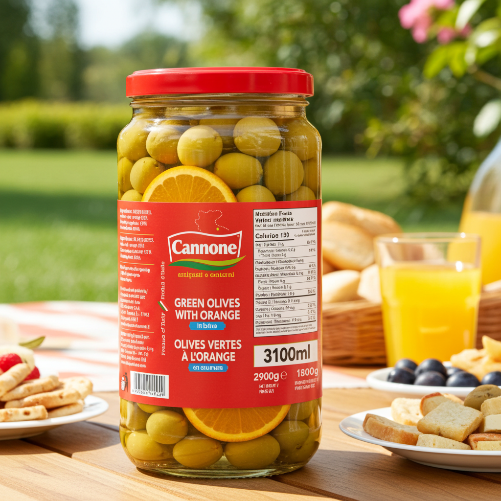 Premium Bella di Cerignola Green Olives with Orange
