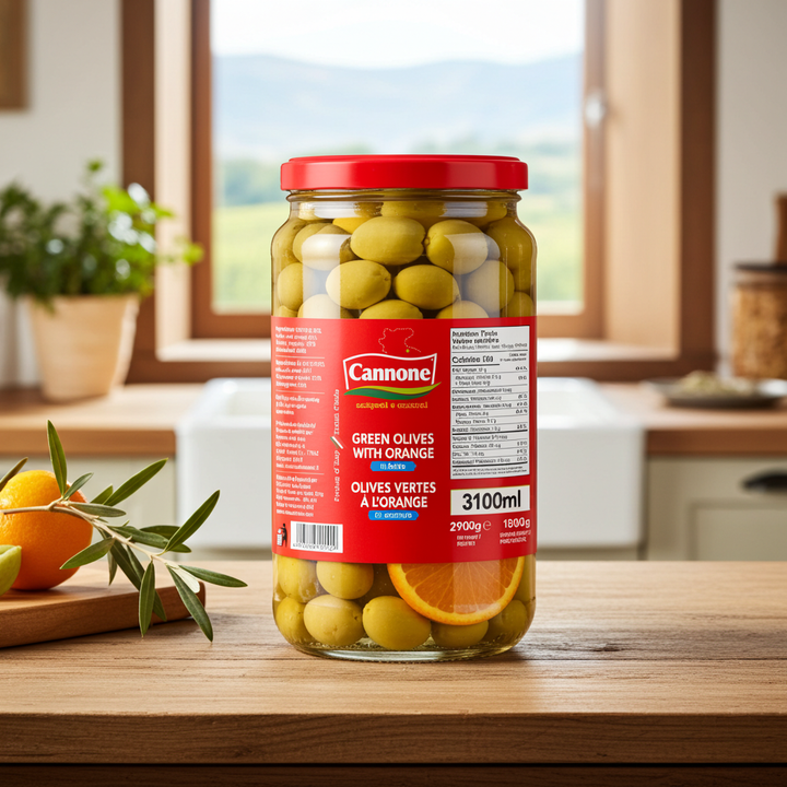 Premium Bella di Cerignola Green Olives with Orange