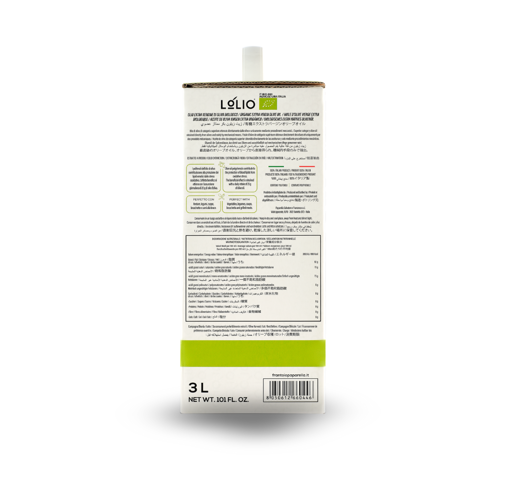 Frantoio Paparella Bio Organic Extra Virgin Olive Oil - 3L