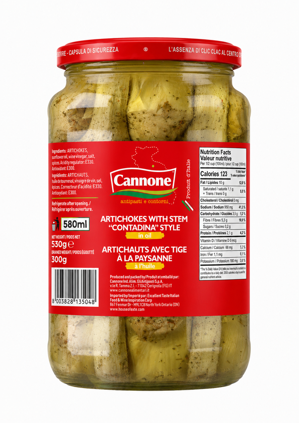 Premium Artichokes with Stem Country Style, Imported from Italy