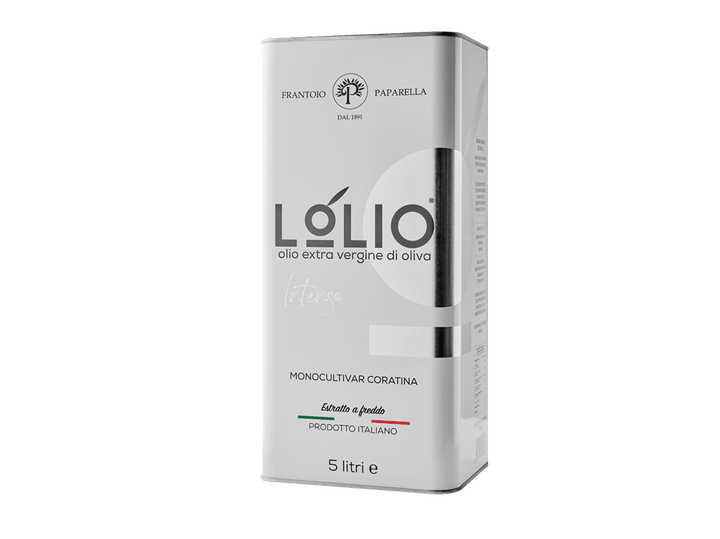 Lolio 5L olive oil packaging on a white background