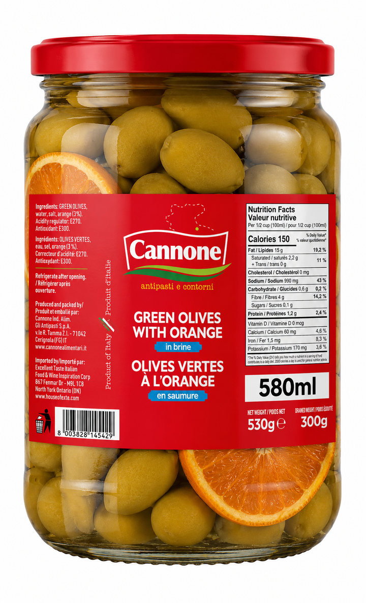 Premium Bella di Cerignola Green Olives with Orange