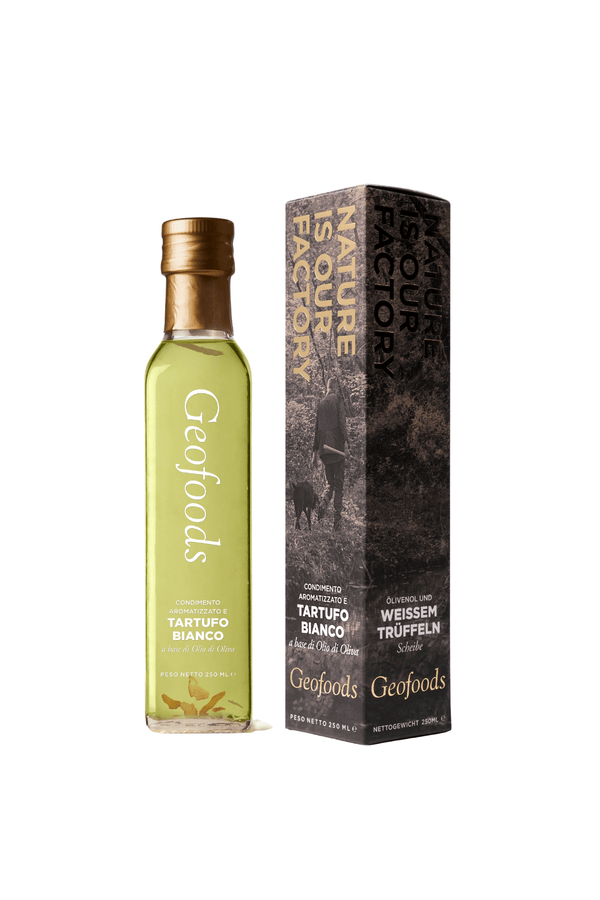 Geofoods White Truffle Olive Oil w. slice Geo 250mL
